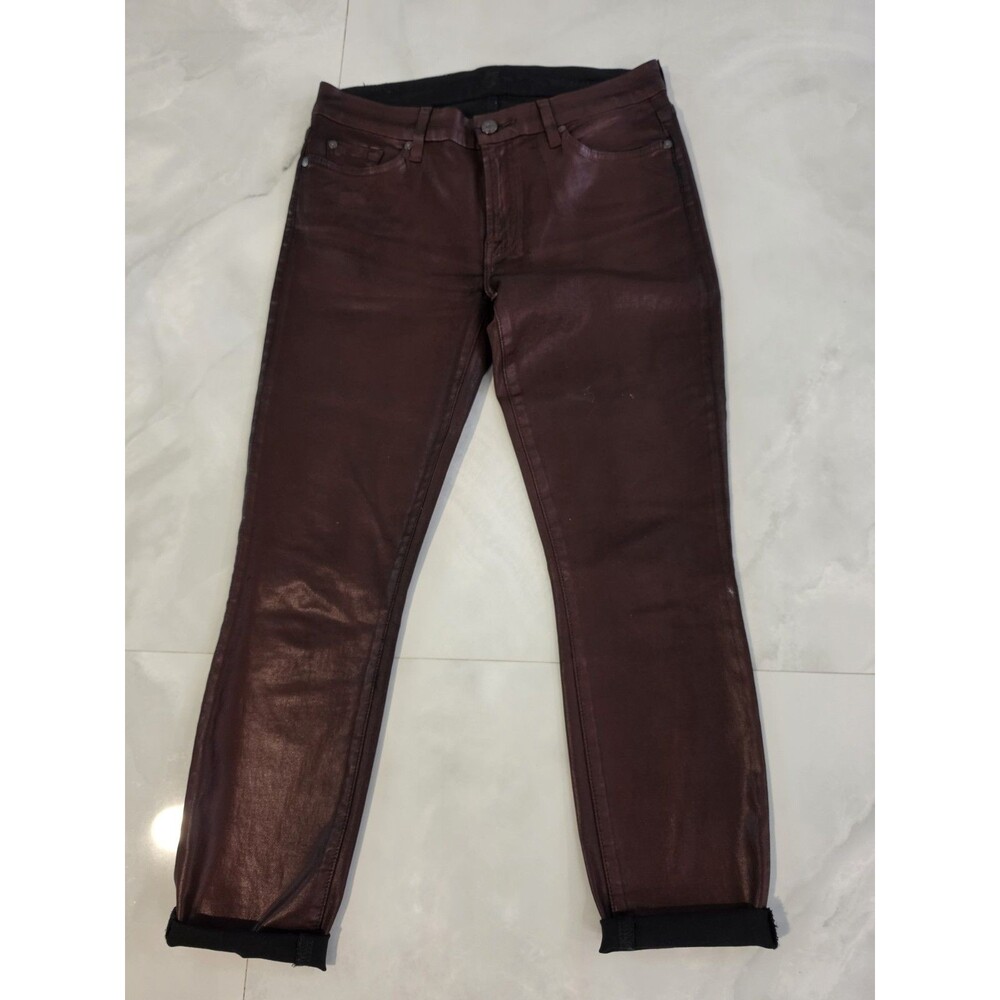 7 For all mankind Pants Womens Size 31 Burgundy Super Skinny Ankle High Rise